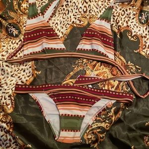 Sexy Brazilian cut triangle bikini set Small Set low waist Y2K